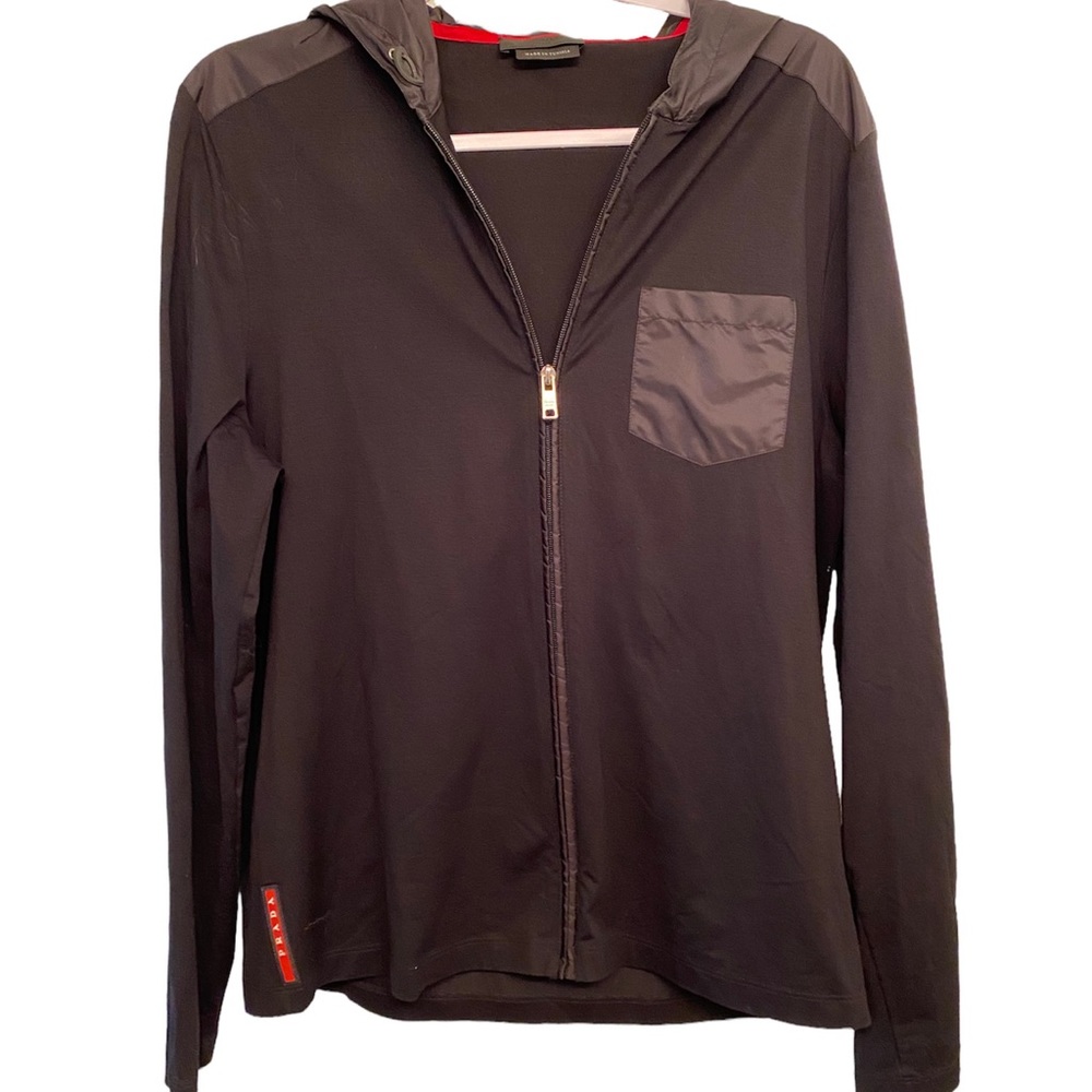 SOLD Thin Prada Hoodie With Nylon Hood and Pocket - Picture 1 of 7